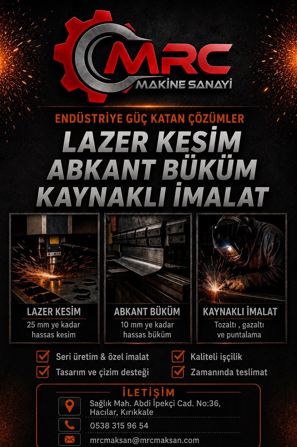 MRC Makine Sanayi — Lazer kesim, abkant büküm, kaynaklı imalat